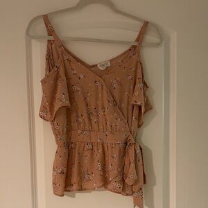 Sienna Sky Floral Wrap Blouse - Tan
